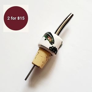 Ceramic and Cork Bottle Pouring Stopper  - Fish